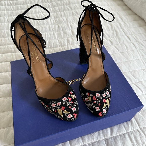 Aquazzura Shoes - AQUAZZURA - Black floral heels